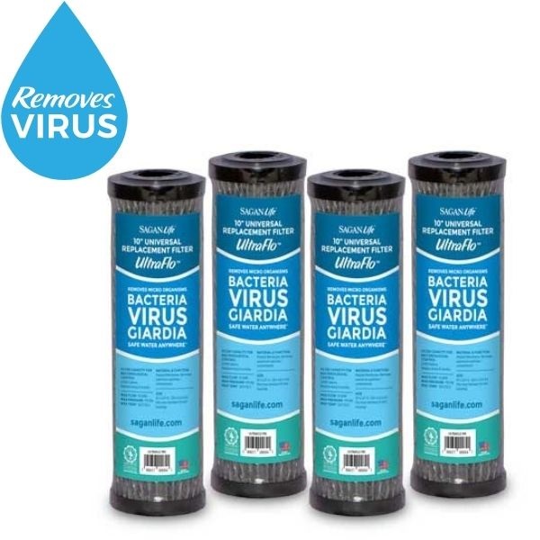 UltraFlo? Universal 10? Replacement Water Filter / For RV Water Filter and Under-sink Kit / 4 Filters