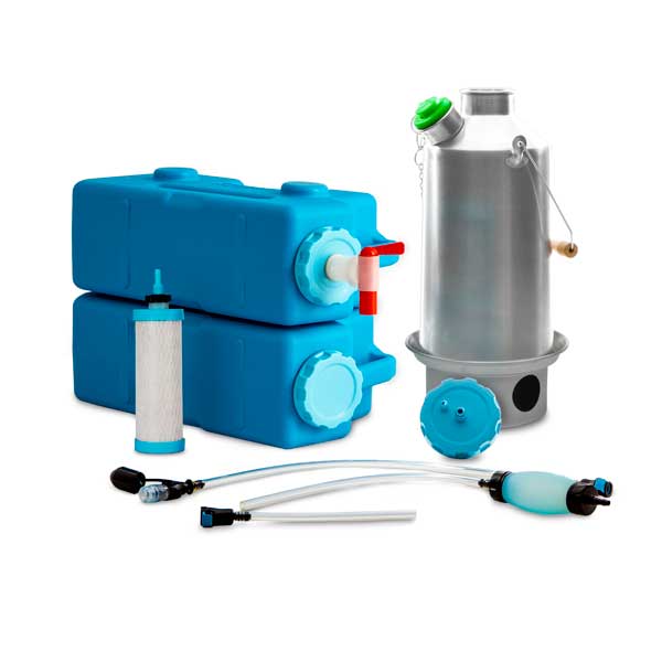 Complete Emergency Kit ? AquaBrick? Water Purifier and Kelly Kettle? Base Camp Kettle